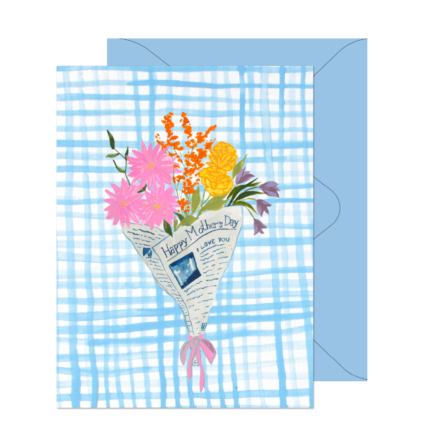 Newspaper Flowers Mother's Day Card