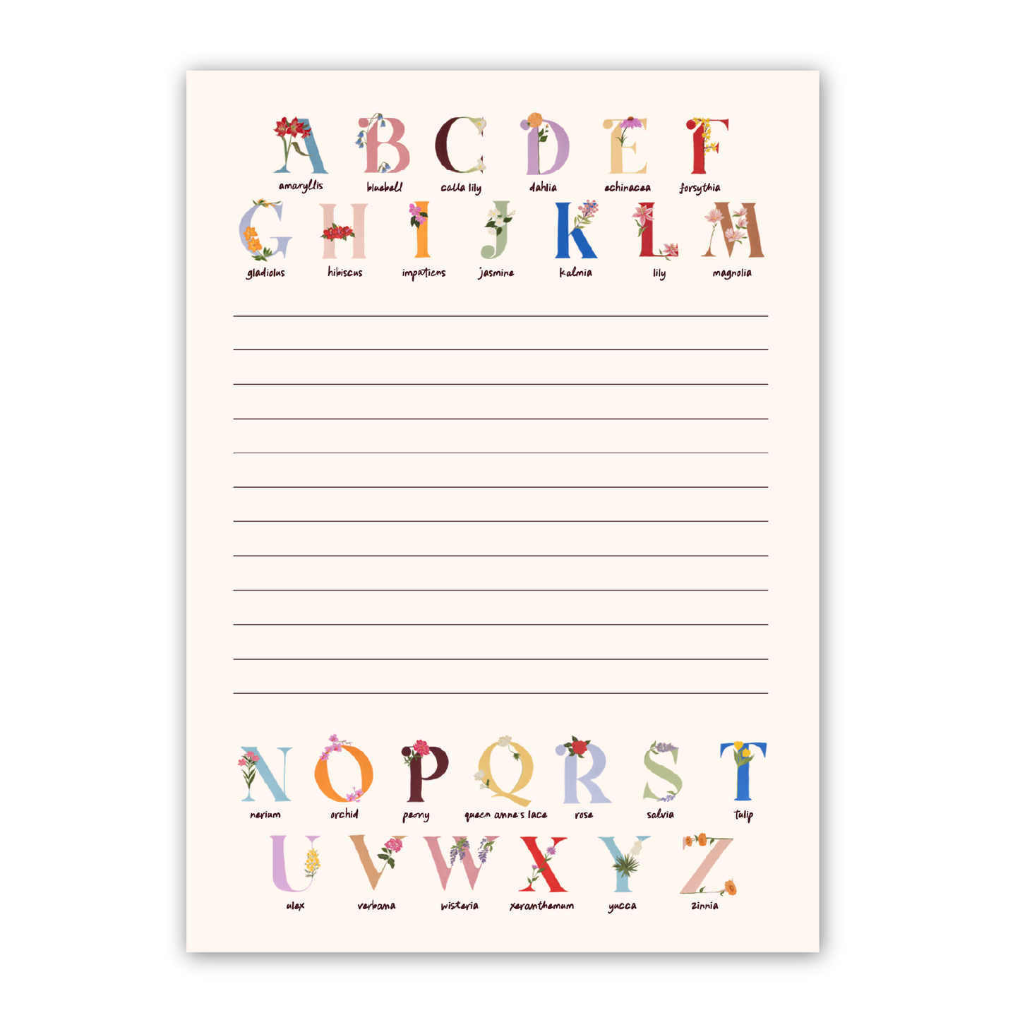 Floral Alphabet Notepad