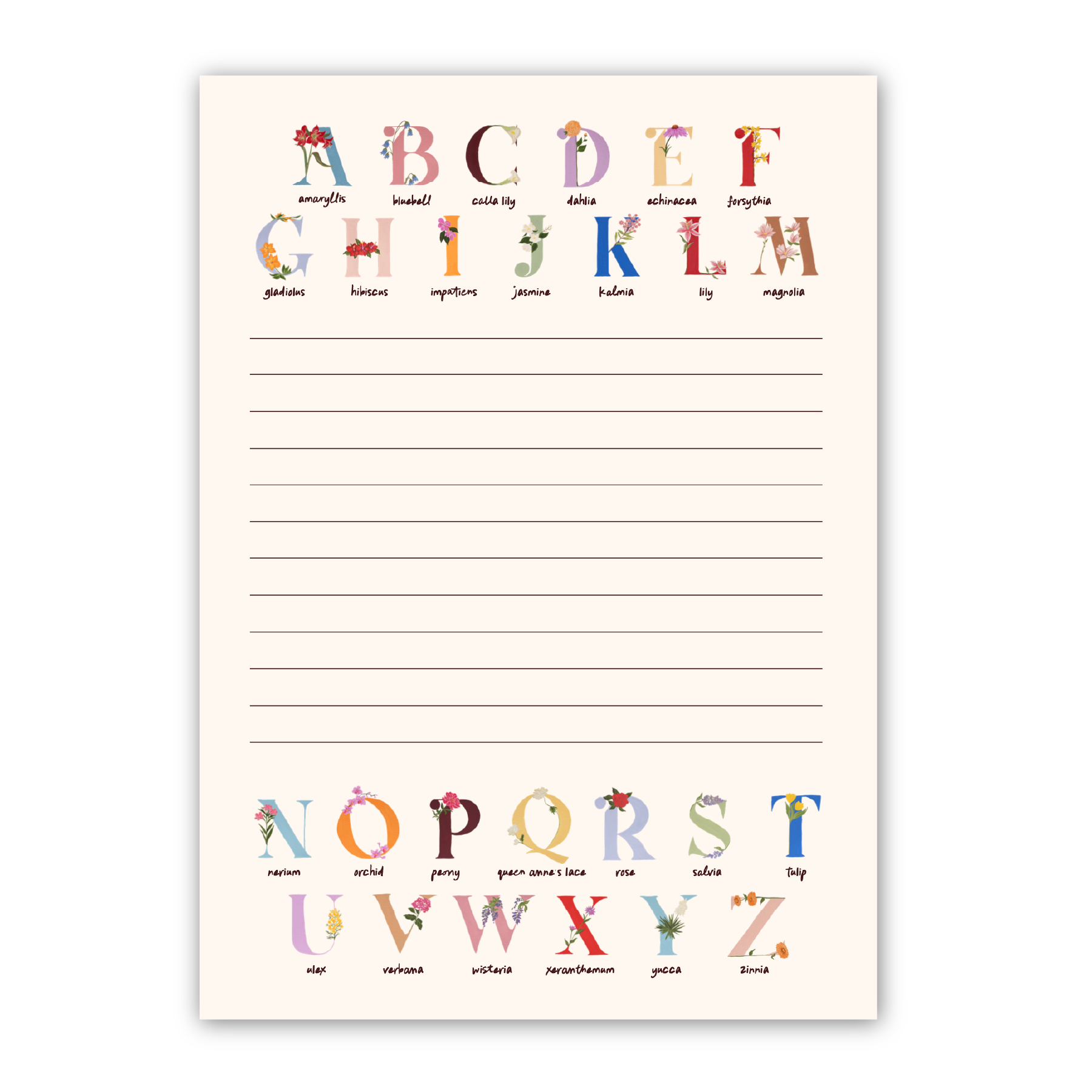 Floral Alphabet Notepad