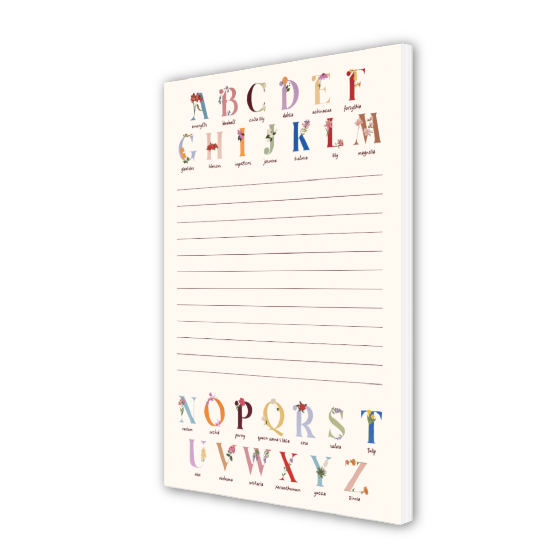 Floral Alphabet Notepad