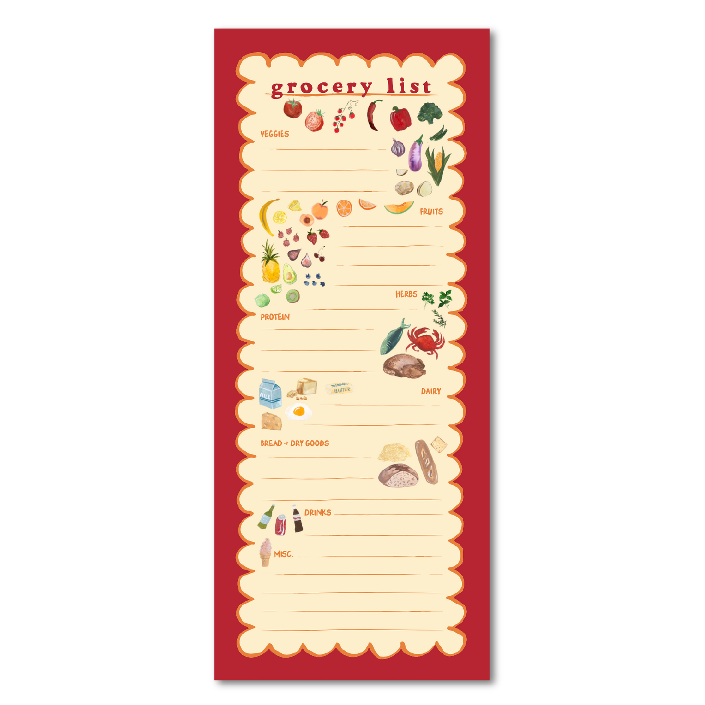 Foodie Illustrations Grocery List Notepad