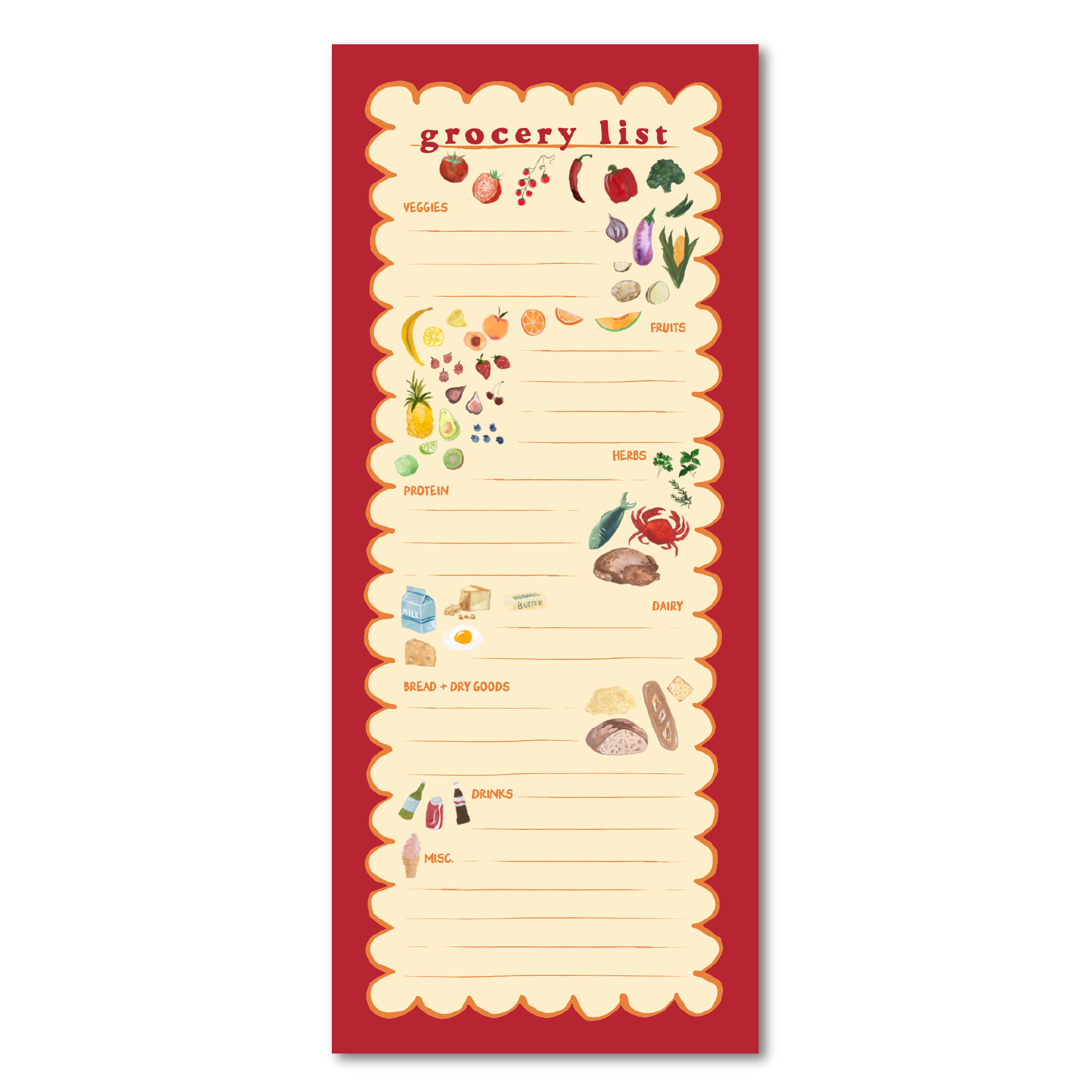 Foodie Illustrations Grocery List Notepad