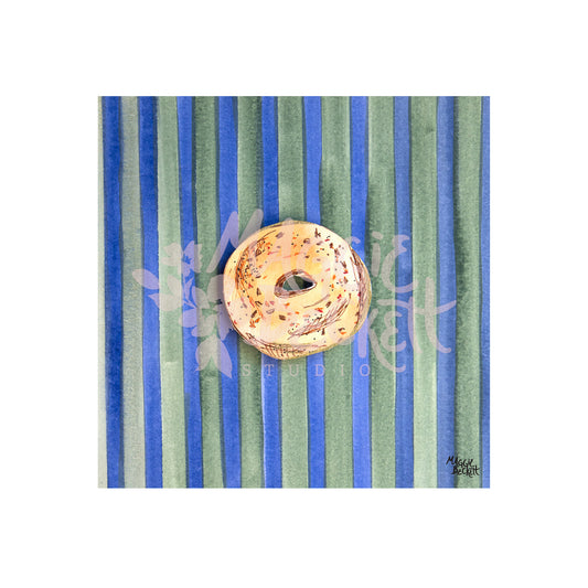 NYC Bagel and Stripes Art Print