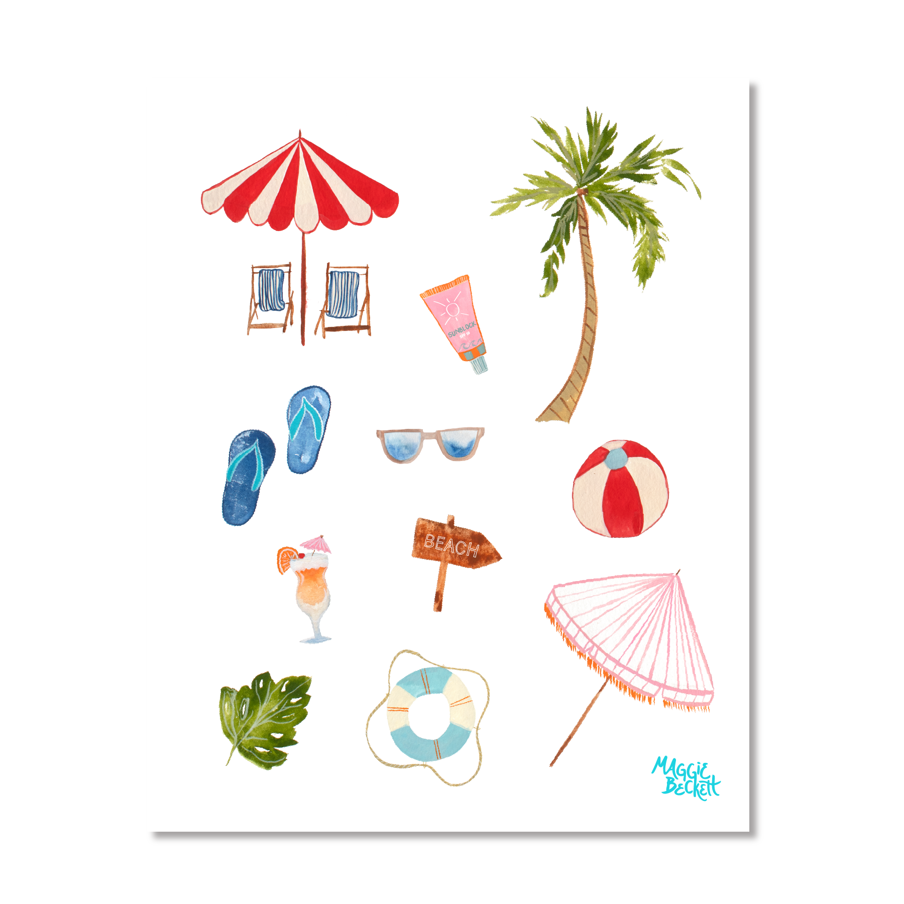 Beach Icons Art Print