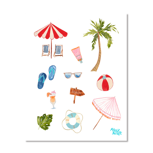 Beach Icons Art Print