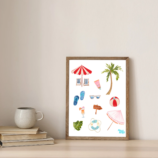 Beach Icons Art Print