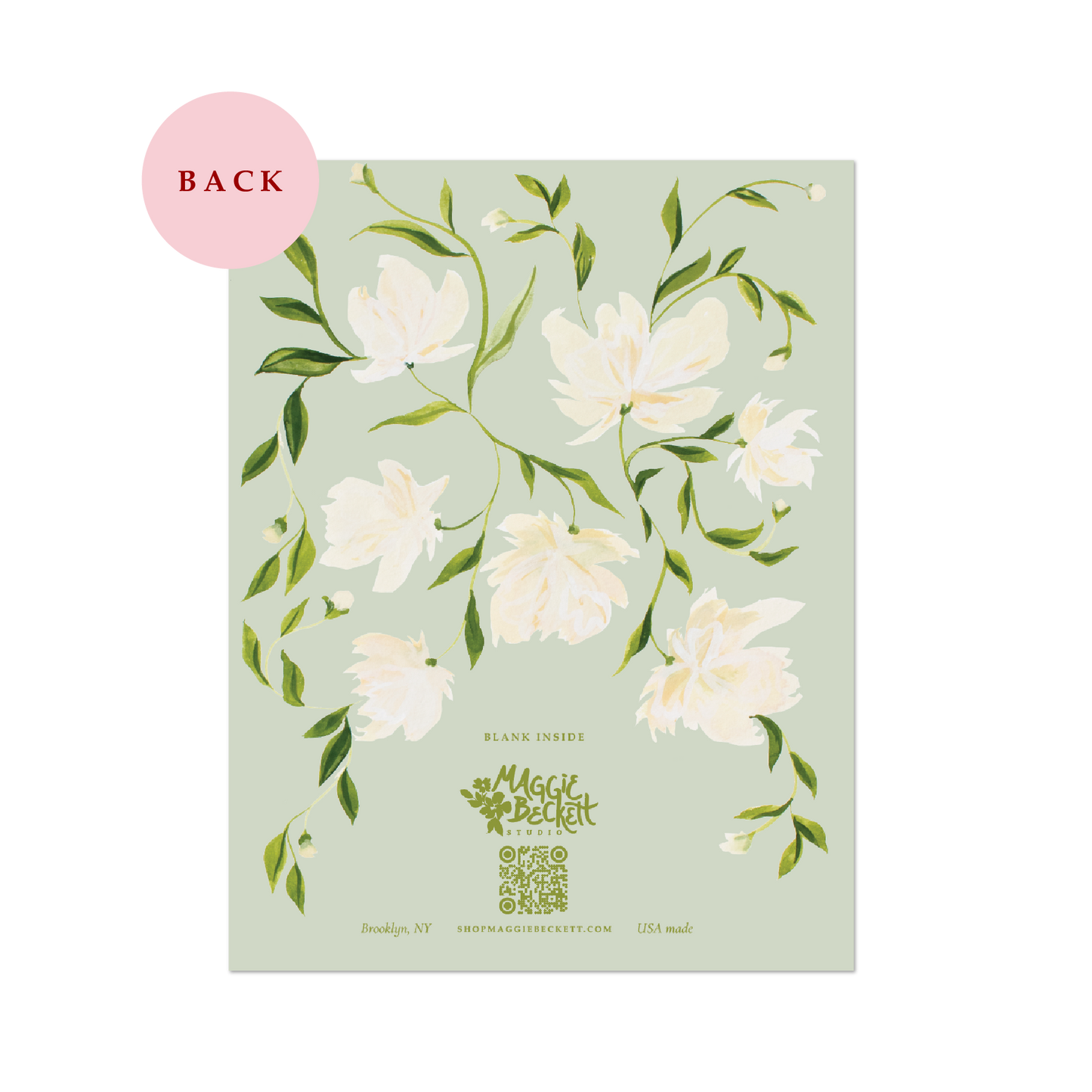 Green & White Flower Pattern Thank You Card