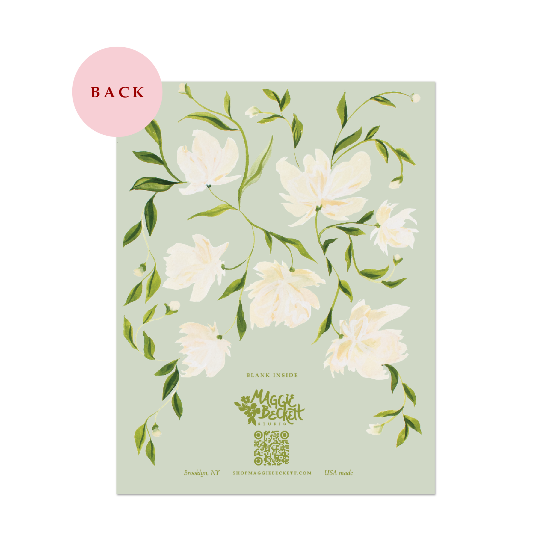 Green & White Flower Pattern Thank You Card