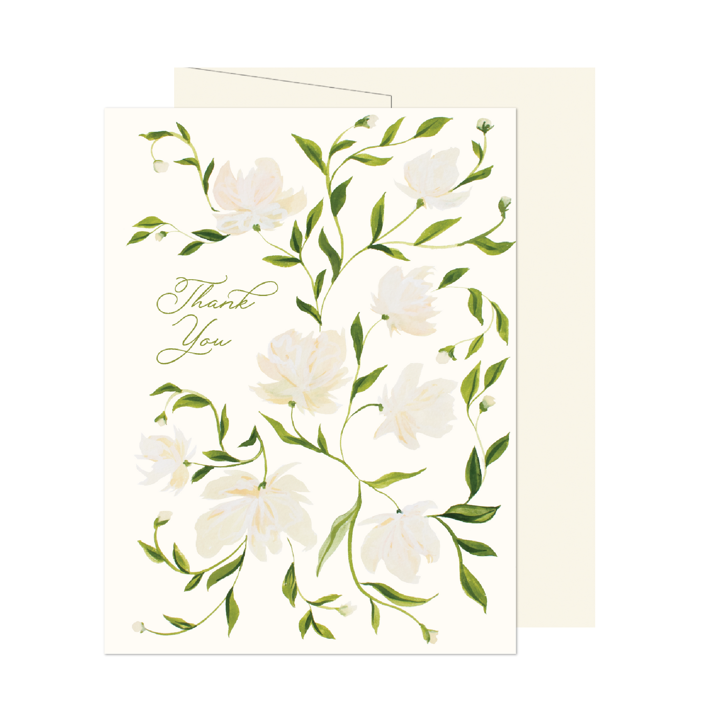 Cream Flower Pattern Thank You Card