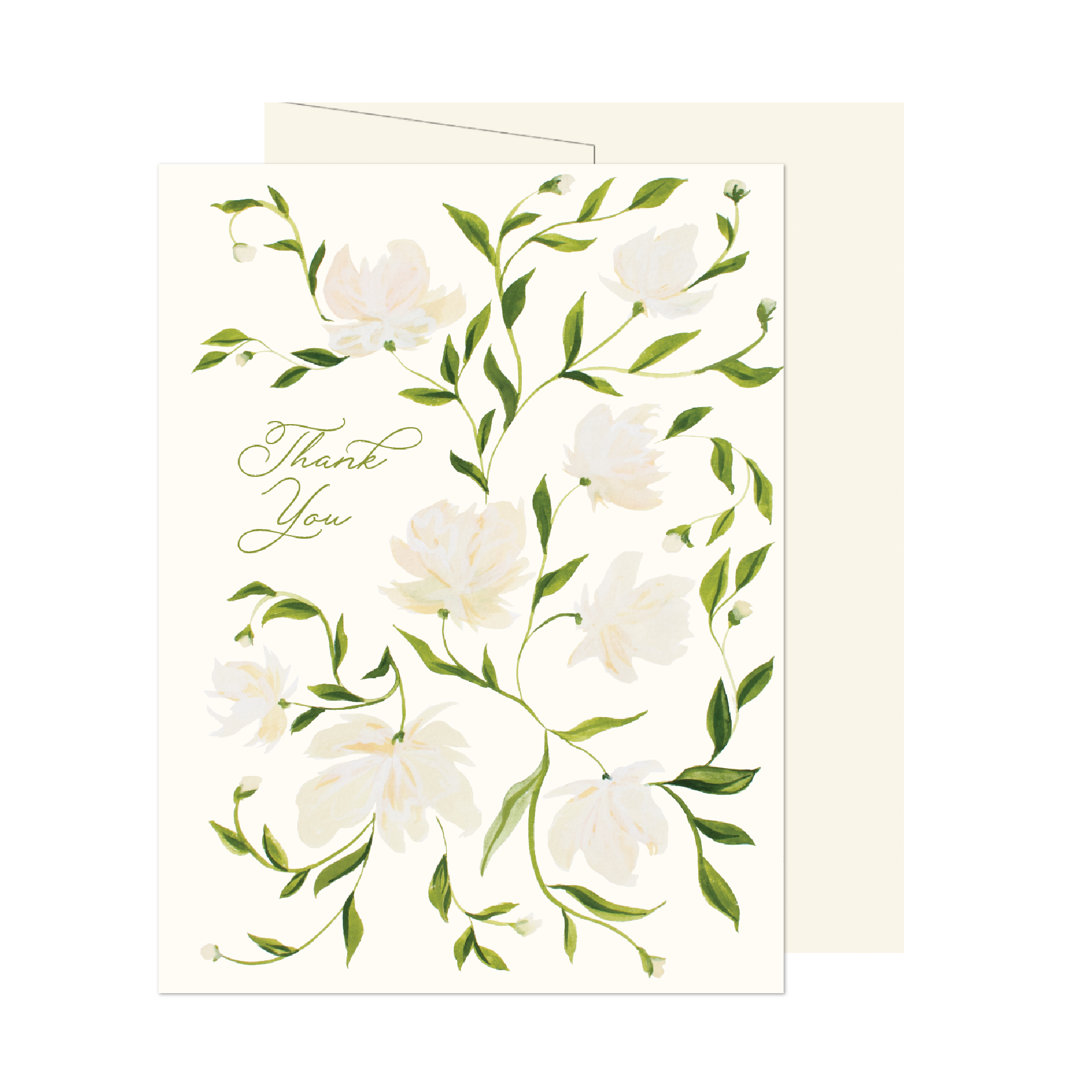 Cream Flower Pattern Thank You Card
