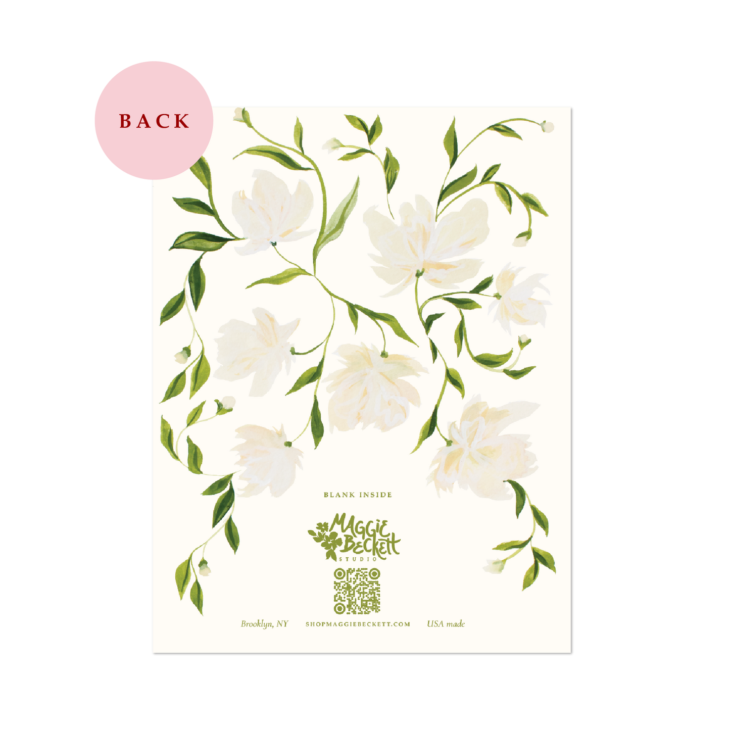 Cream Flower Pattern Thank You Card