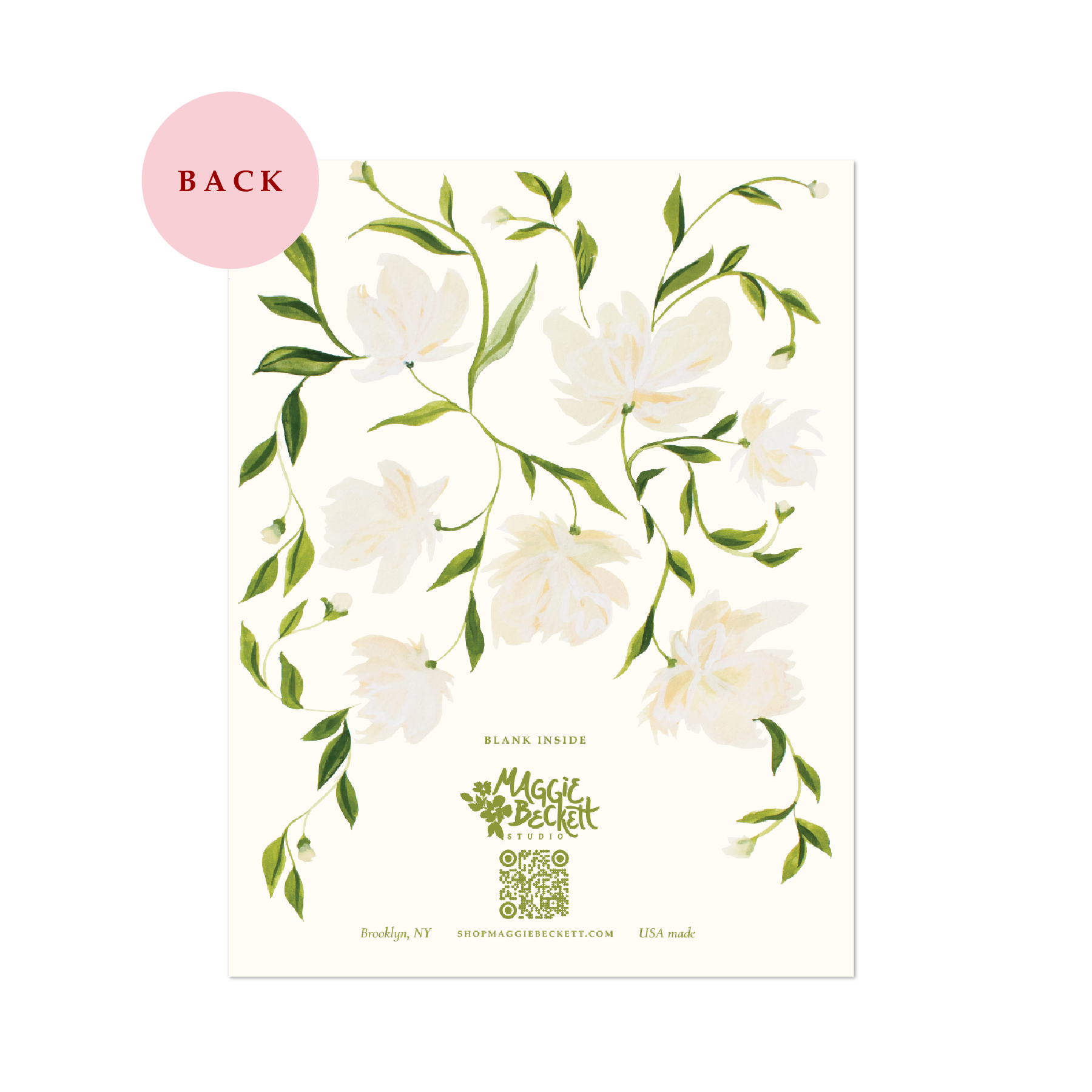 Cream Flower Pattern Thank You Card