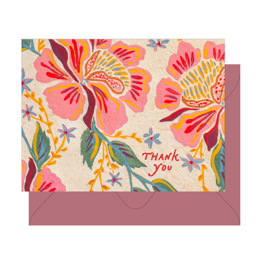 Peony Pattern Thank You Card