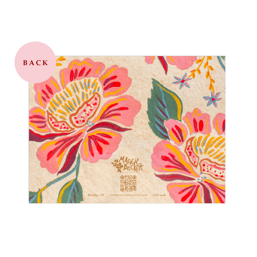 Boxed Set of 10 Peony Pattern Thank You Card