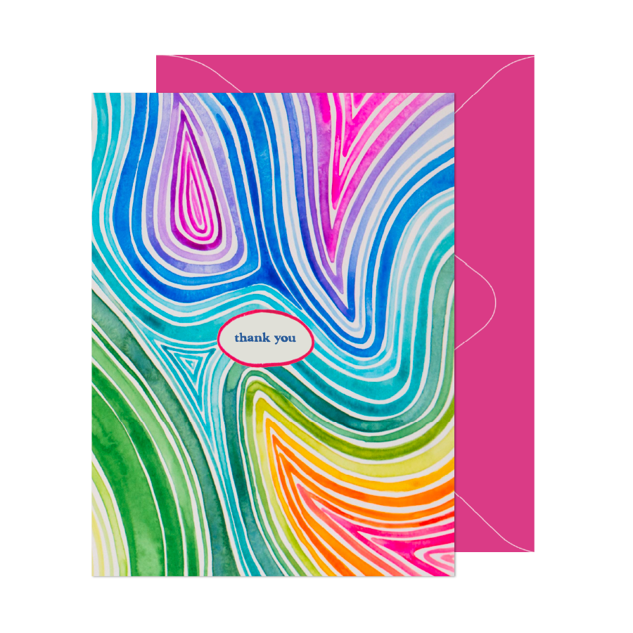 Neon Rainbow Wave Thank You Card