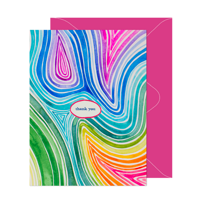 Neon Rainbow Wave Thank You Card