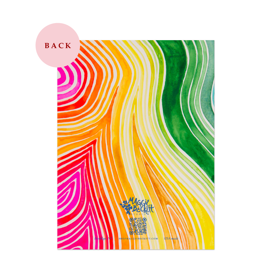 Neon Rainbow Wave Thank You Card
