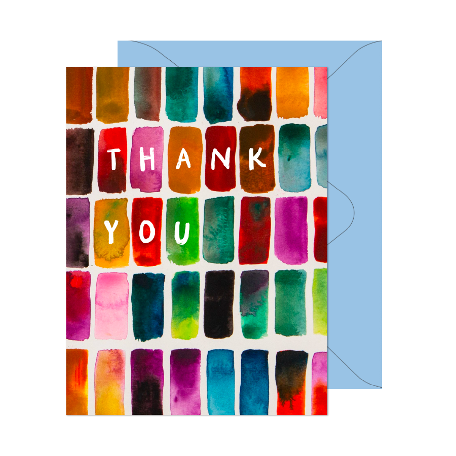 Watercolor Color Block Thank You Card