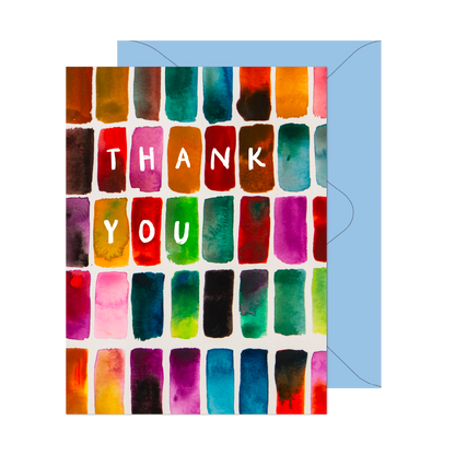 Watercolor Color Block Thank You Card