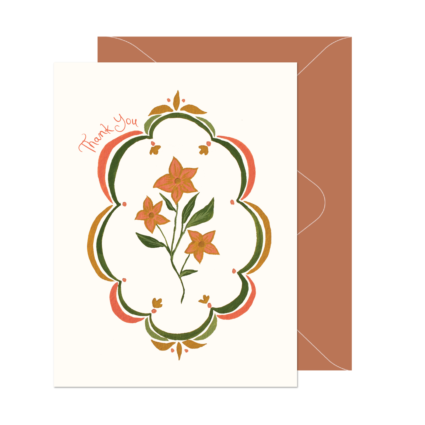 Boxed Set of 10 Orange Floral Thank You Cards