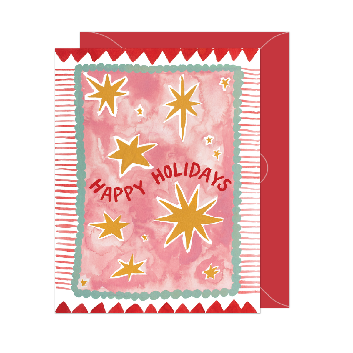 Starry Pink Happy Holidays Card