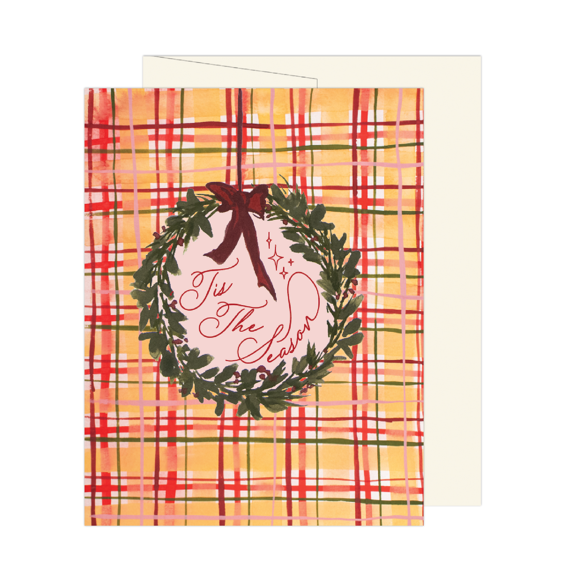 Plaid 'Tis The Season Wreath Card