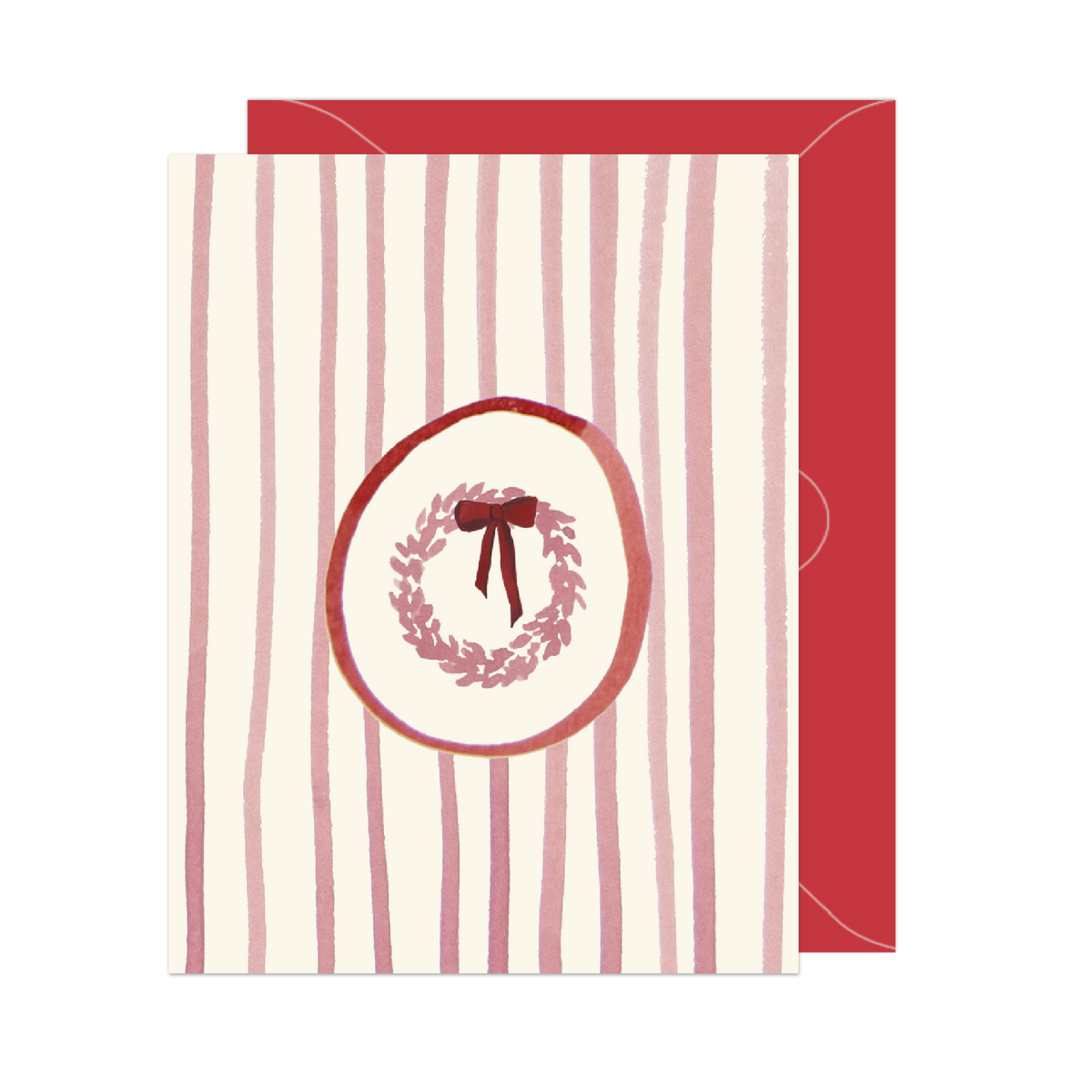 Pink Wreath and Stripes Card